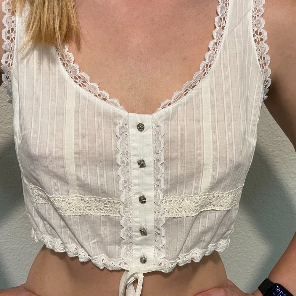Vintage NVT Romantic Crop Top LaROK With Lace and Open Back. S -M - Picture 4 of 11